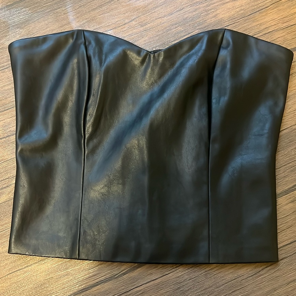 Black leather corset